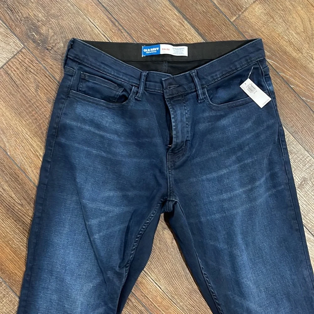NWT Old Navy Men's Straight 360 Stretch Jeans Blue Black, 34x32